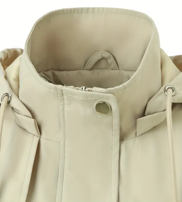 Hooded Windbreaker Jacket with Drawstring Waist