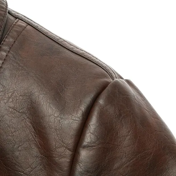 Vintage Faux Leather Biker Jacket with Belt