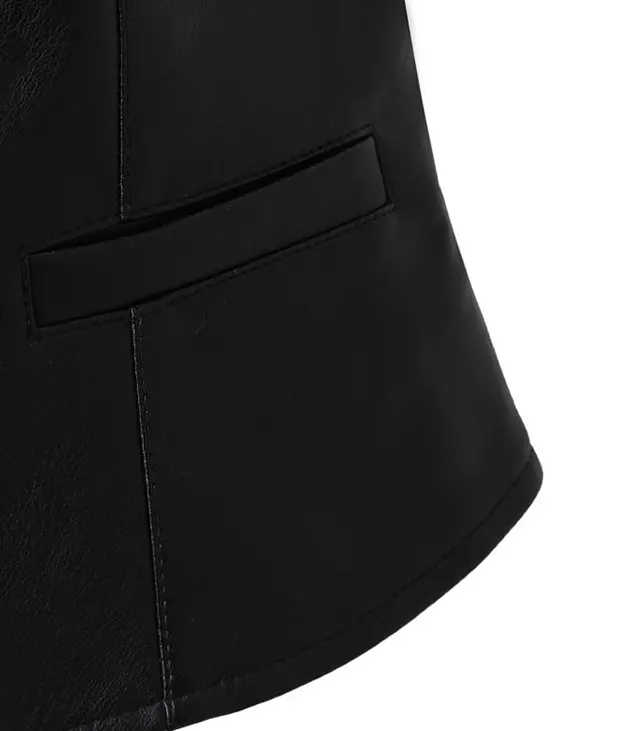 Single-Breasted Faux Leather Waistcoat