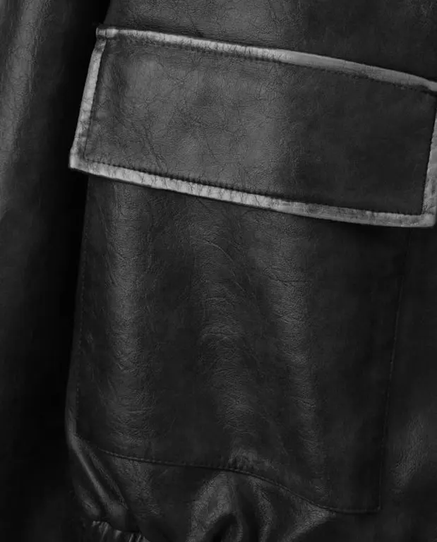 Burnished Faux Leather Biker Jacket in Maillard Style