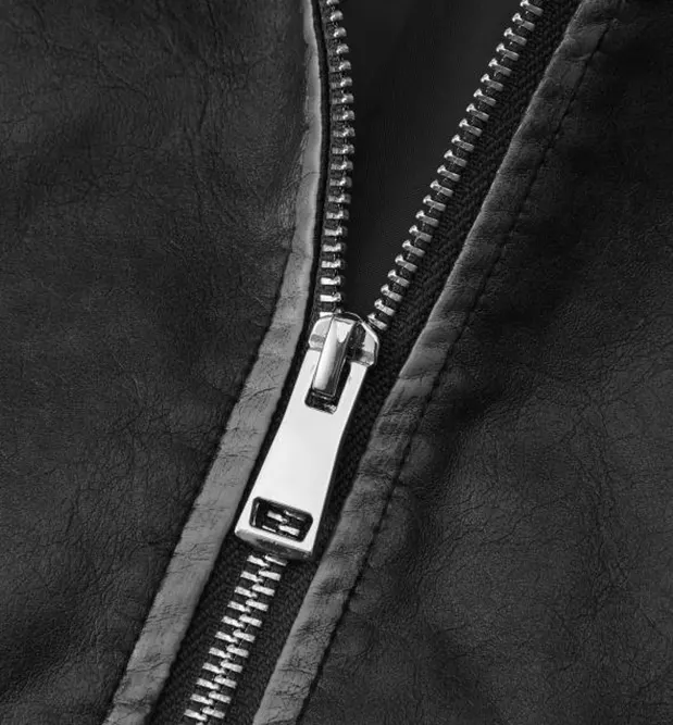 Burnished Faux Leather Biker Jacket in Maillard Style