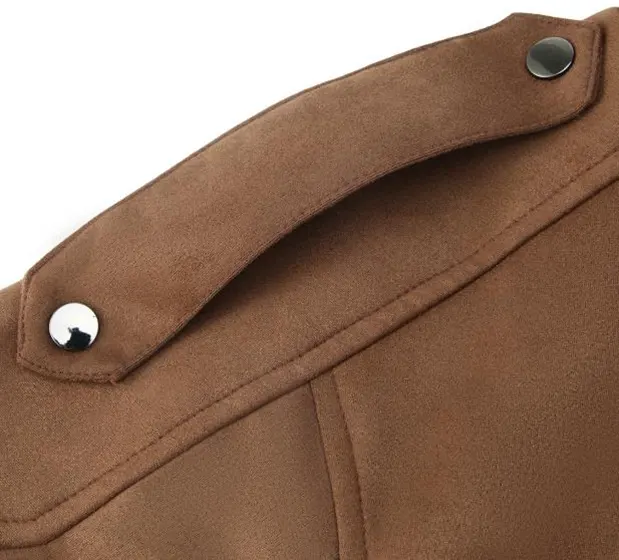 Slim Fit Elastic Cuffs and Hem Side Pockets Suede Jacket