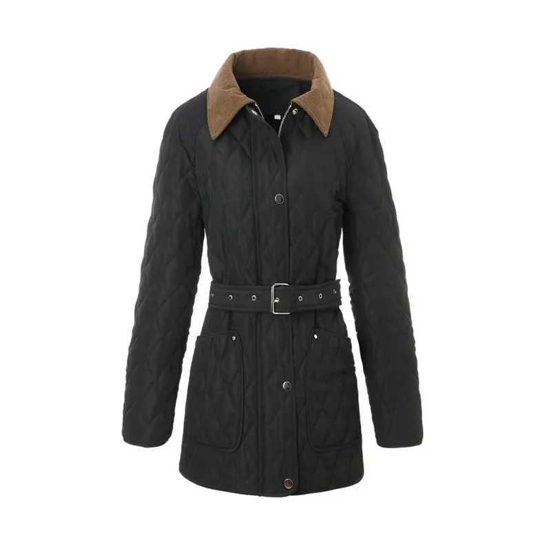 Solid Contrast Collar Hoodless Padded Jacket